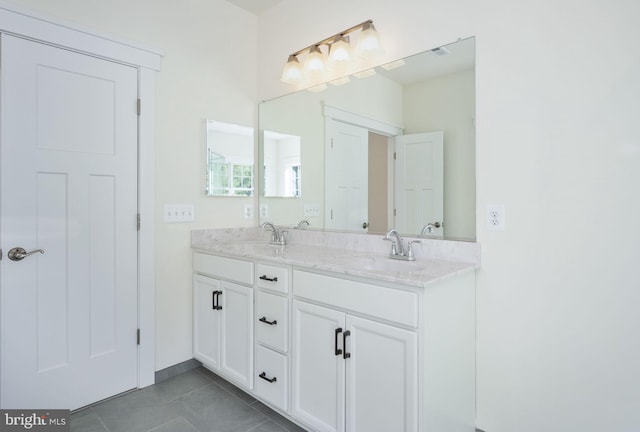 bathroom featuring vanity and tile patterned flooring