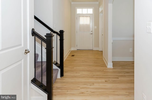 foyer entrance featuring light hardwood / wood-style floors