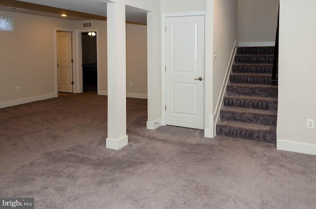 basement with carpet