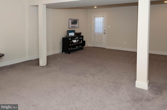 basement with carpet floors