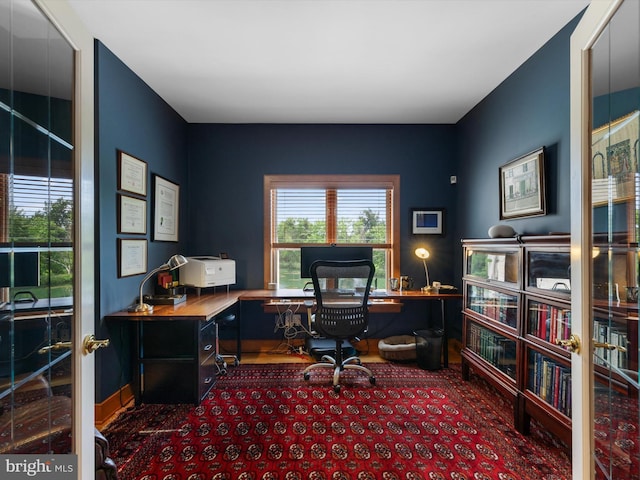 view of carpeted office space