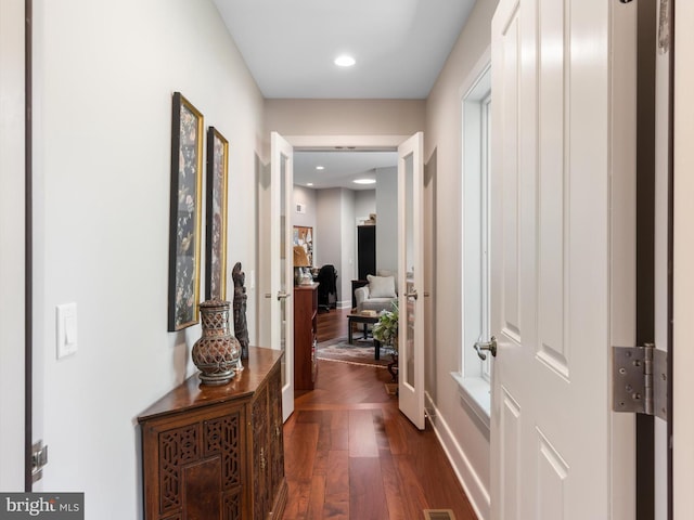 hall featuring dark hardwood / wood-style flooring