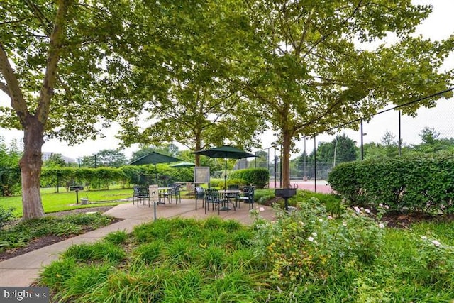 view of community with a patio area