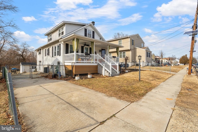 view of front of home featuring central AC and covered porch