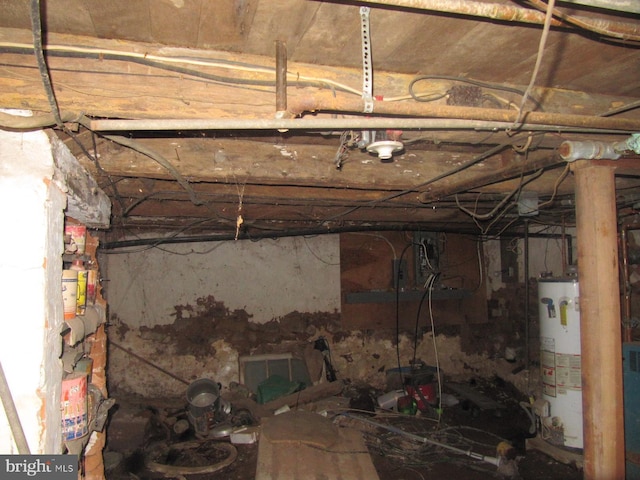 basement featuring water heater