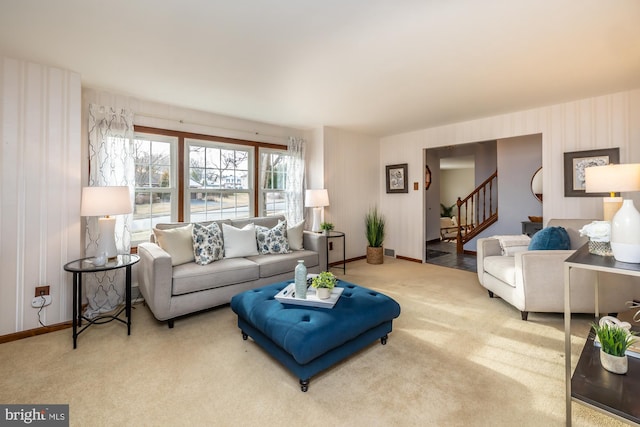 living room featuring carpet floors