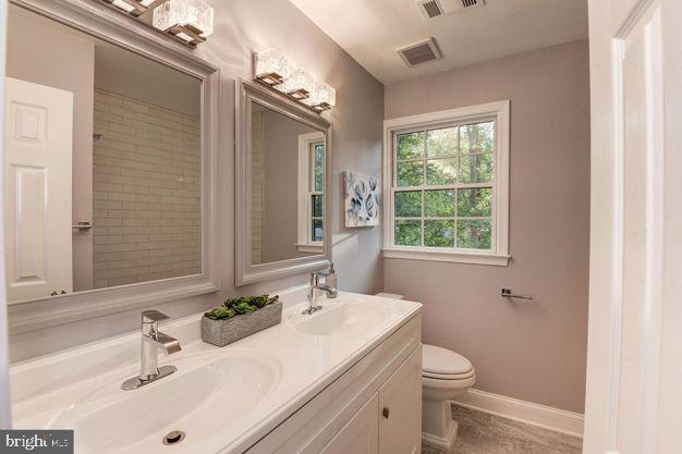 bathroom with toilet and vanity