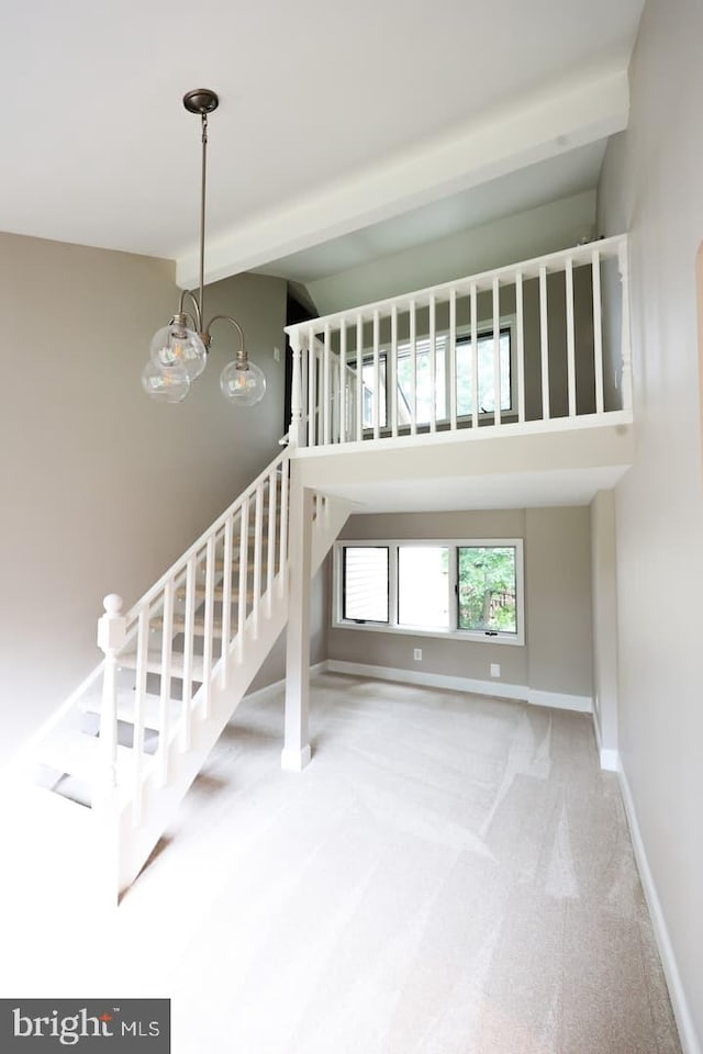 staircase with carpet