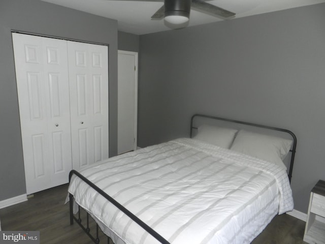 3714 Mayberry Ave Unit E, Baltimore, MD 21206 - bedroom with a closet, wood finished floors, and ceiling fan