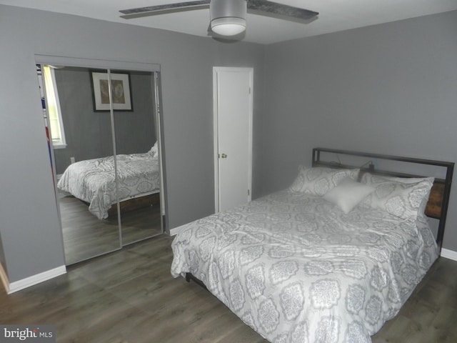 3714 Mayberry Ave Unit E, Baltimore, MD 21206 - bedroom featuring a closet, wood finished floors, and ceiling fan