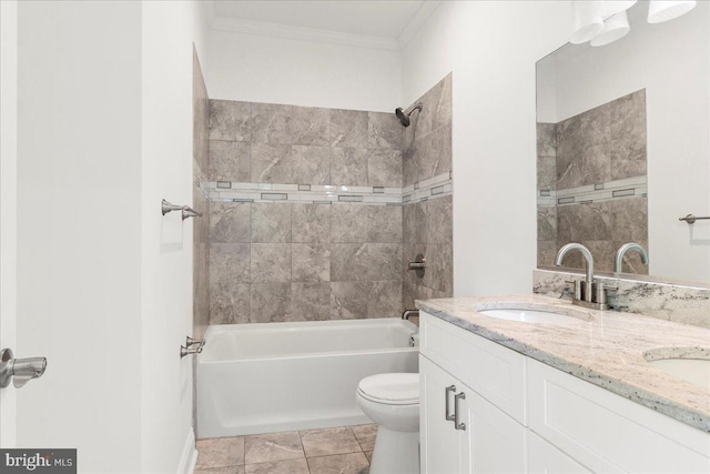 1631 U St SE, Washington, DC 20020 - bathroom featuring double vanity, crown molding, and shower / bathtub combination