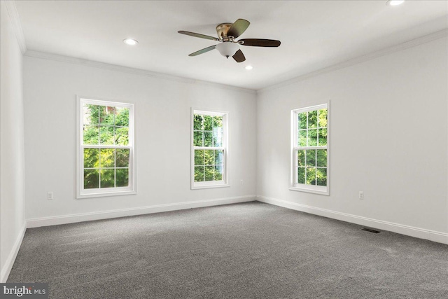 1631 U St SE, Washington, DC 20020 - unfurnished room featuring crown molding, carpet, ceiling fan, and recessed lighting