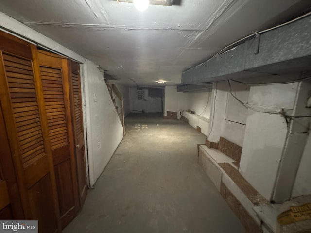 basement featuring heating unit