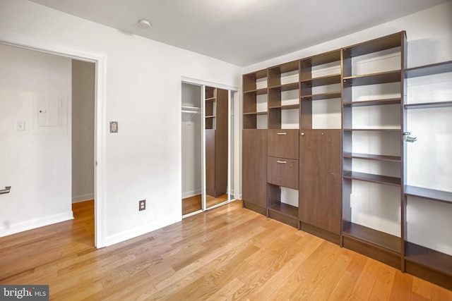 unfurnished bedroom featuring light hardwood / wood-style flooring