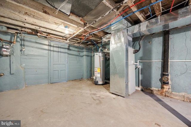 basement with gas water heater