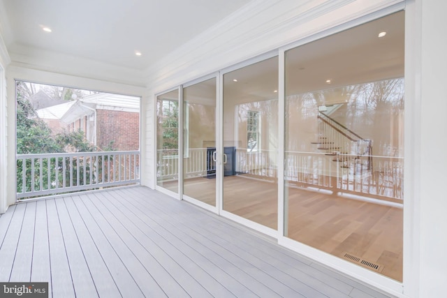 view of unfurnished sunroom