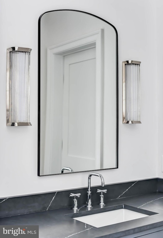 interior details featuring wet bar and vanity