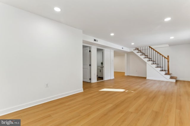 unfurnished living room with light hardwood / wood-style floors