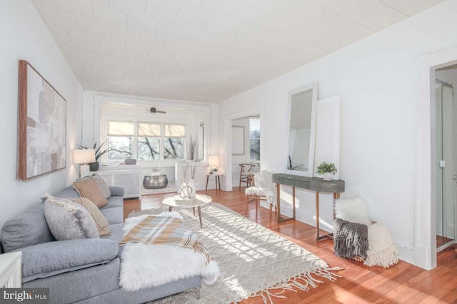 living room with hardwood / wood-style flooring