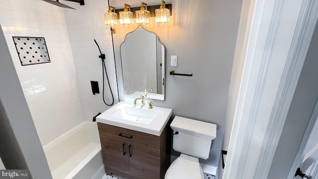 full bathroom featuring toilet, vanity, and shower / bath combination