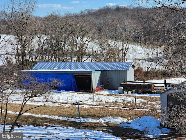 view of snow covered structure