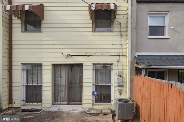 entrance to property featuring central AC