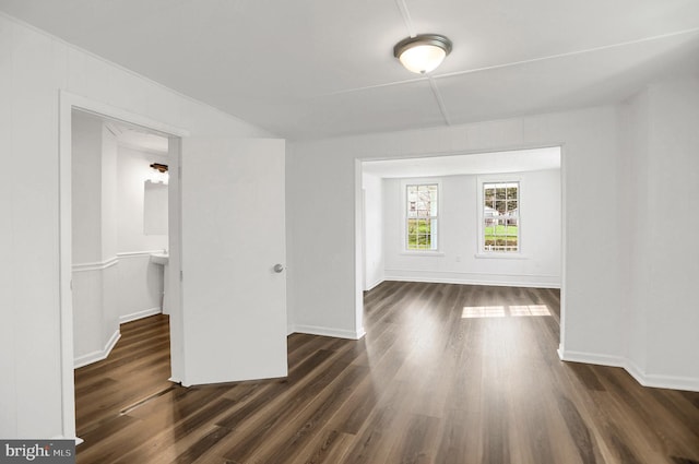 empty room featuring dark wood-type flooring