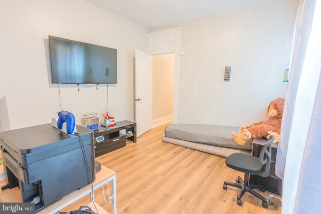 office area featuring light hardwood / wood-style floors