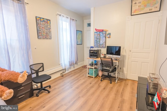 office space featuring light hardwood / wood-style flooring