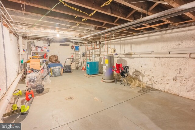 basement with electric water heater