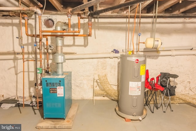 utility room featuring electric water heater