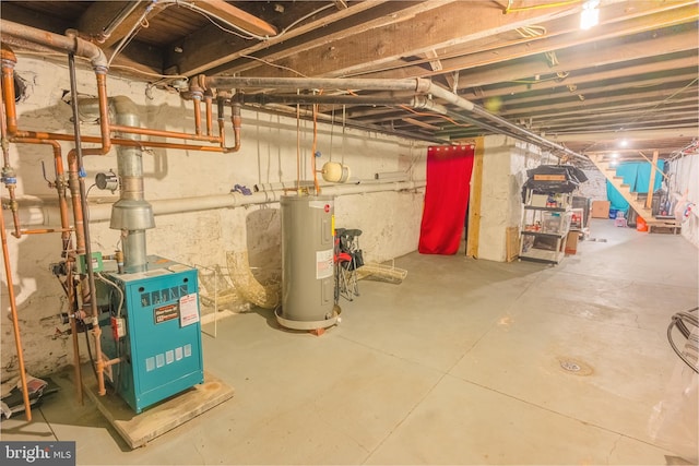 basement with water heater