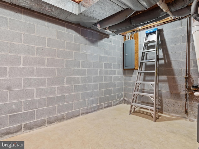 basement featuring electric panel