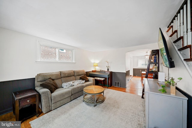 living room featuring light hardwood / wood-style floors