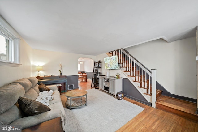 living room featuring wood-type flooring