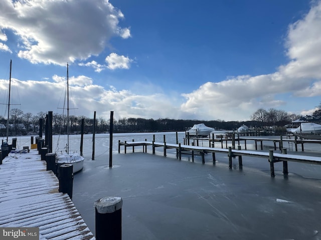 view of dock featuring a water view