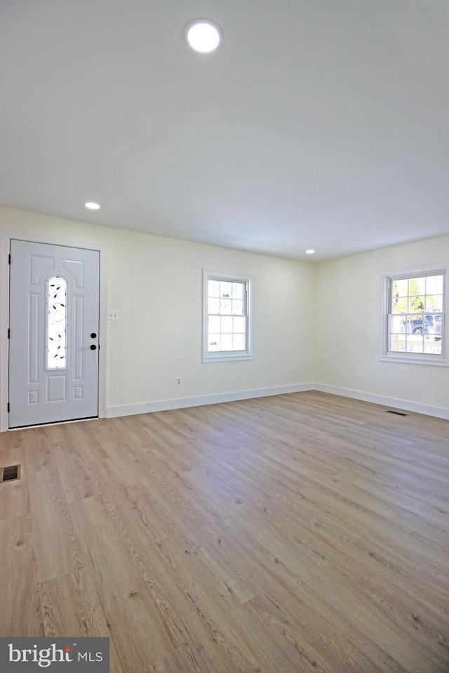 entrance foyer featuring light hardwood / wood-style floors and plenty of natural light