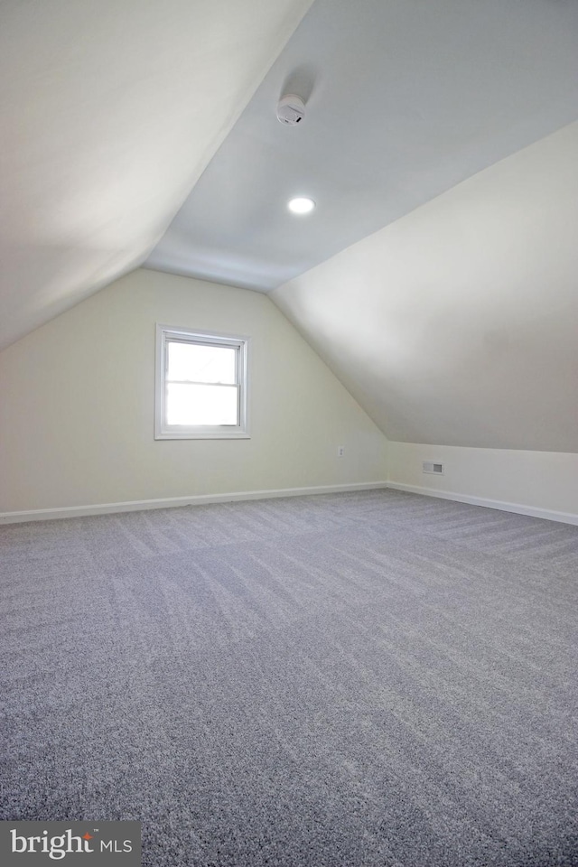 additional living space with carpet and vaulted ceiling