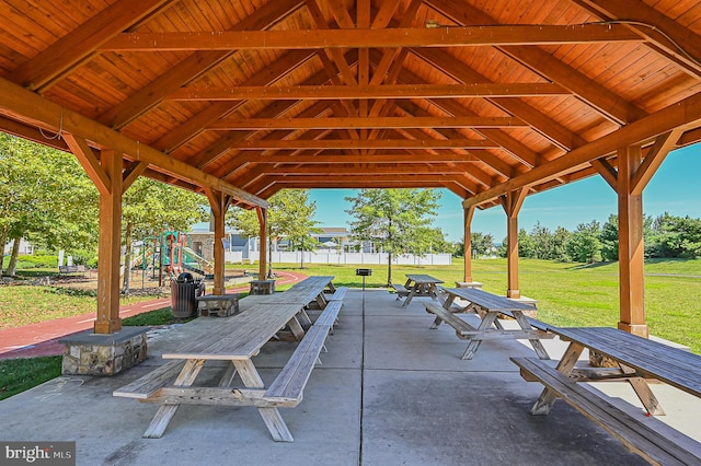 view of patio / terrace featuring a playground