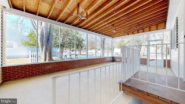 view of unfurnished sunroom