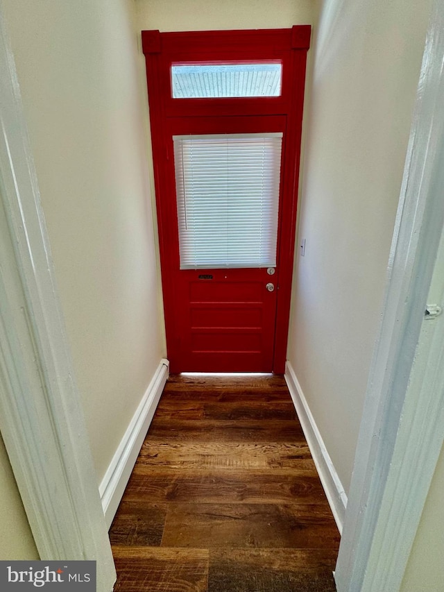 doorway to outside featuring dark hardwood / wood-style flooring