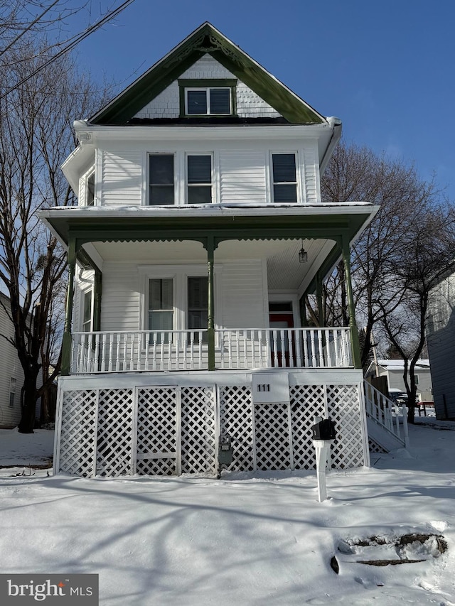 view of front of home featuring covered porch