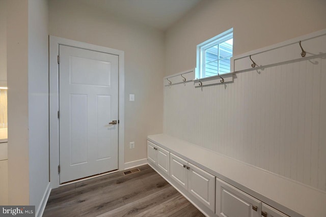 mudroom with wood-type flooring