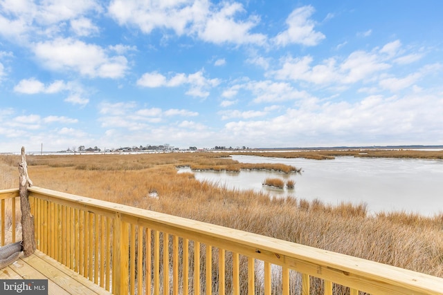 deck with a water view