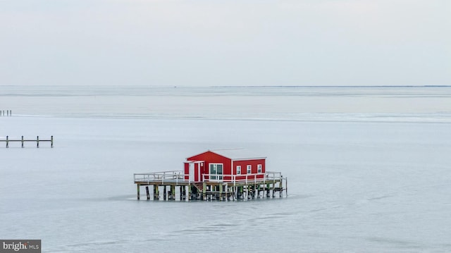 view of dock featuring a water view