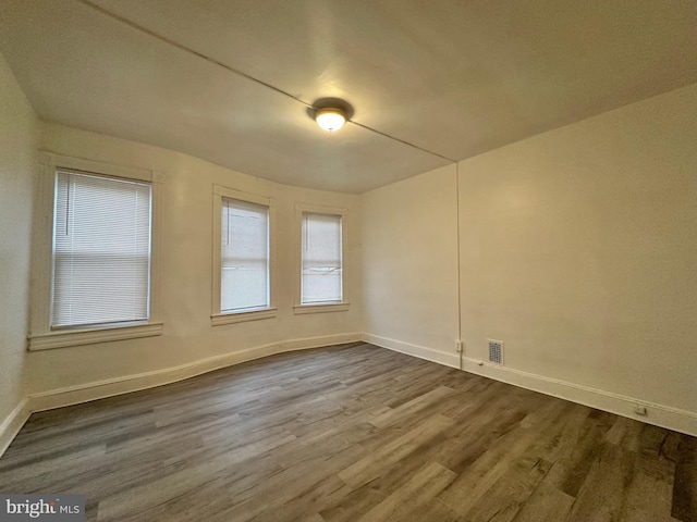 spare room featuring wood-type flooring