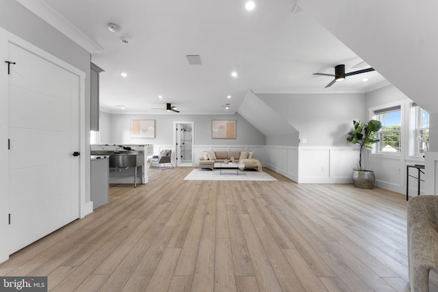 bonus room featuring ceiling fan and light hardwood / wood-style floors