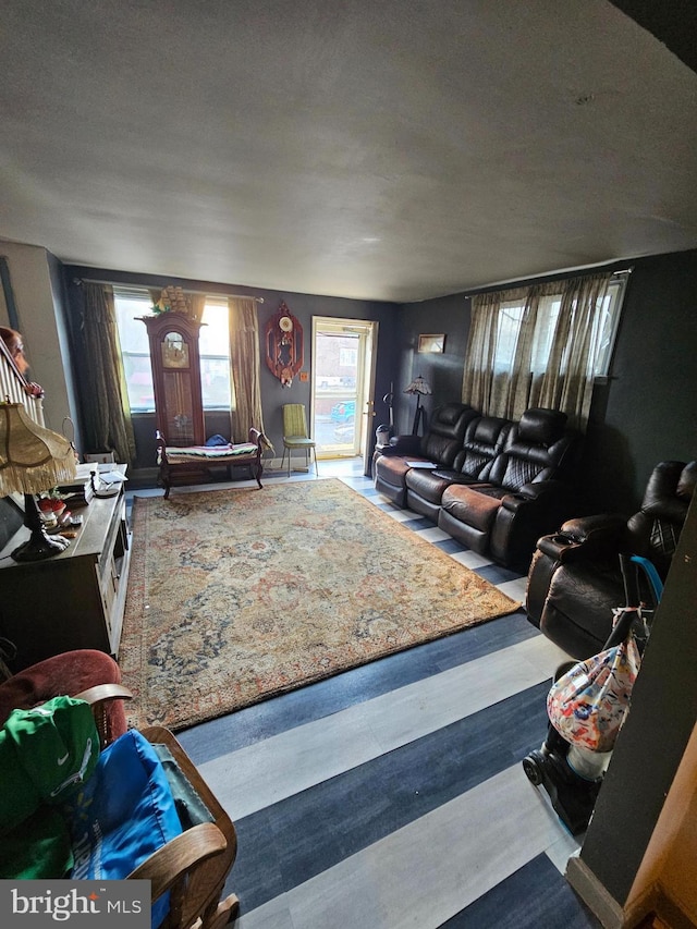 living room with hardwood / wood-style floors