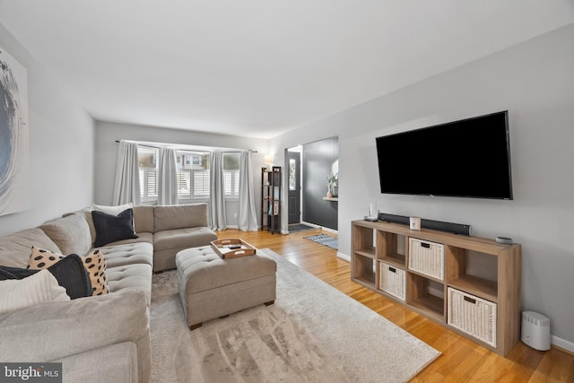 living room with light hardwood / wood-style flooring