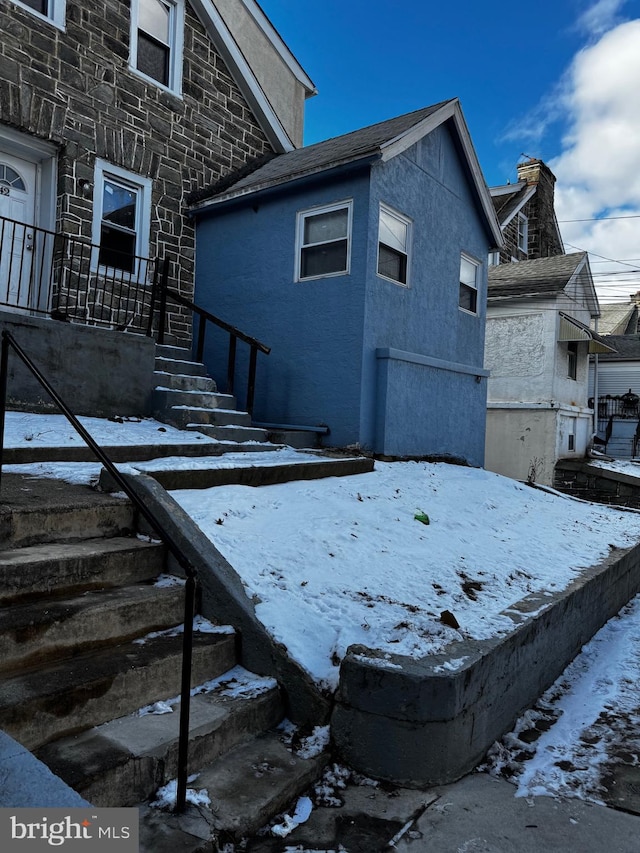 view of snow covered exterior